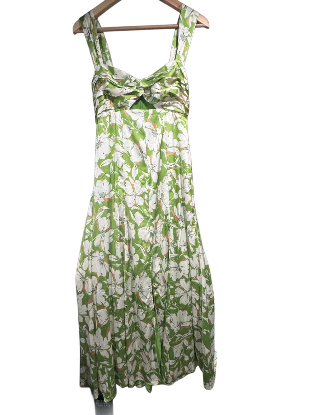 NWT ASTR Floral Green Satin Midi Dress